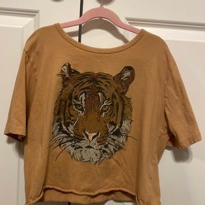 Tan/Brown tiger cropped t shirt